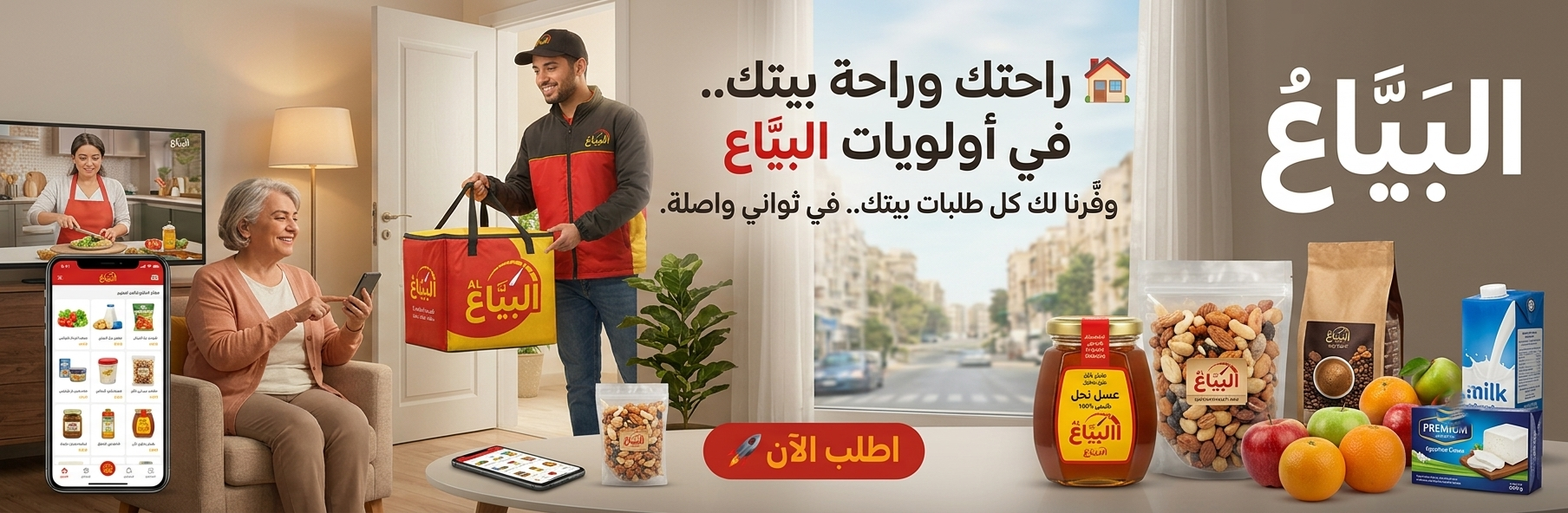 البياع - توصيل طلبات المنزل خلال 15 دقيقة - خليك فى بيتك و اطلب من البياع